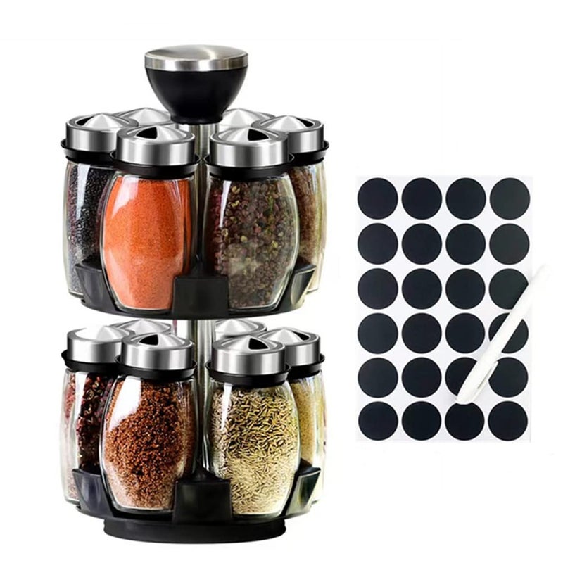 Kylinbigda Revolving Spice Rack Organizer Countertop  Spinning Spice Storage Rack Tower Organizer with 12 Empty Jars  Rotating Spice Holder Shelf Seasoning Rack Shelf  Spice Seasoning Bottle Organizer - Image 1